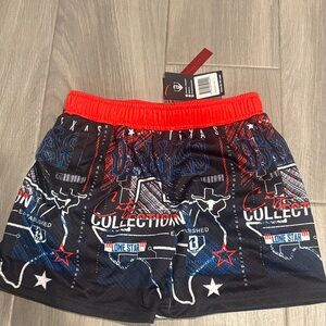 Baseball Lifestyle 101 Lone Star Kids Graphic Shorts - Red and Black
